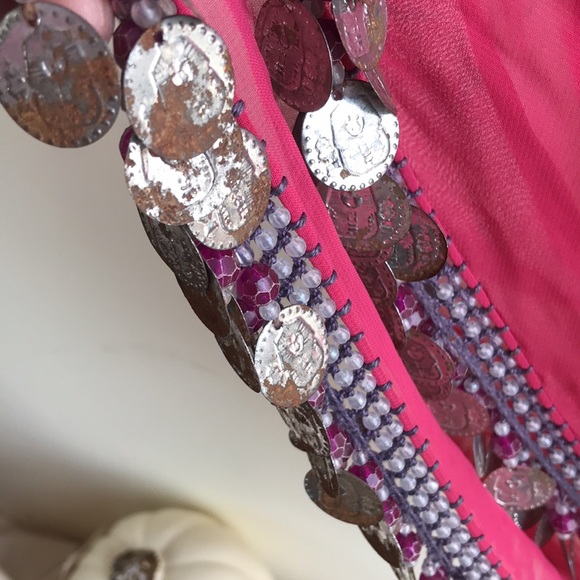 Halloween costume. Belly dancer jingling coin belt Gypsy coin embellished scarf - Picture 8 of 10